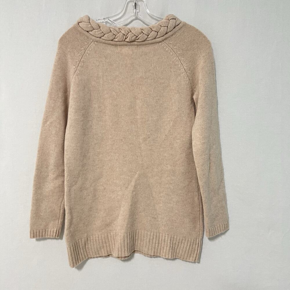 Peck & Peck Wool Cashmere Knit Pullover Sweater Medium Braided Neck Cream Luxe - Picture 6 of 10
